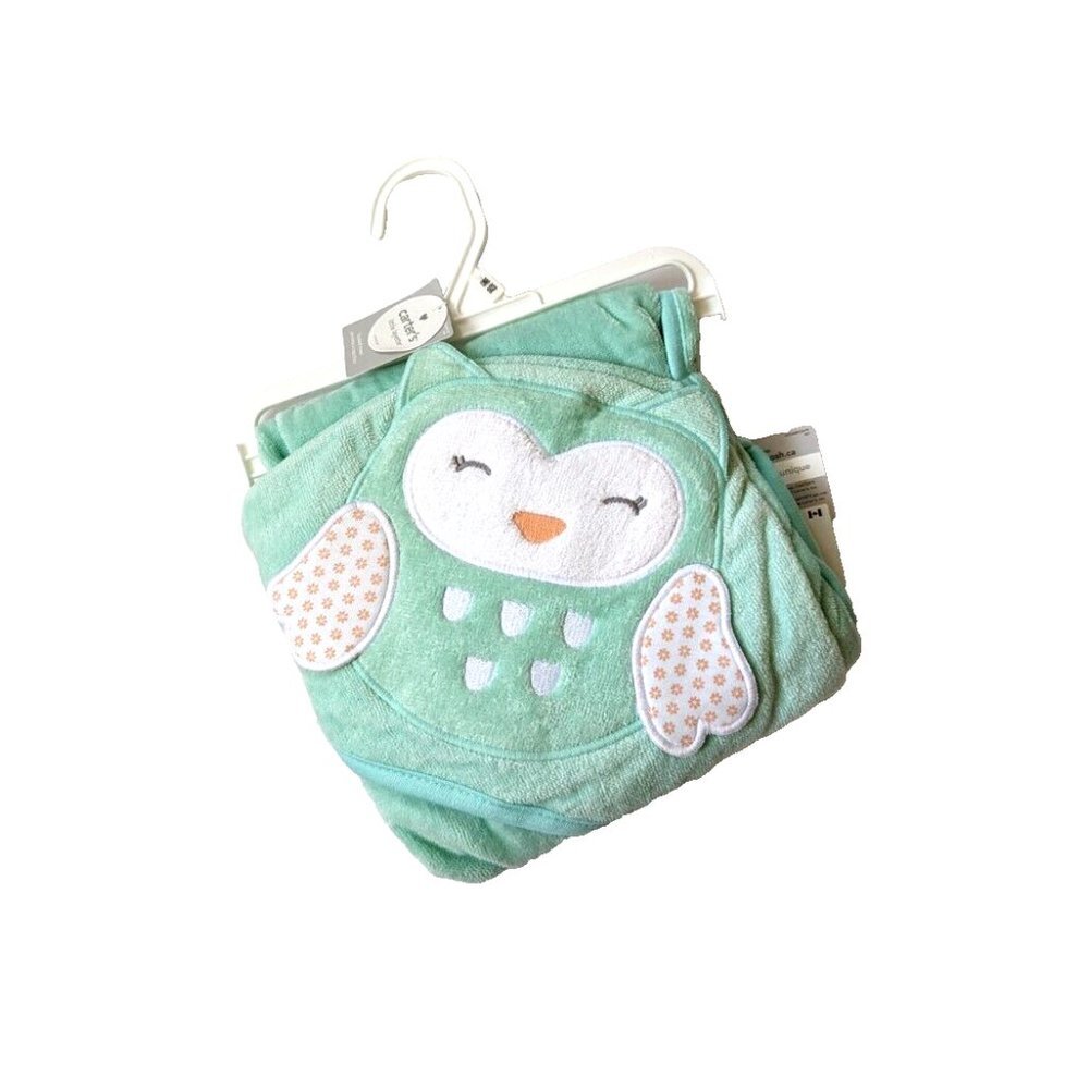 Baby Soft Carter's Baby Hooded Towel OWL For Infant Girls Boys 100% Cott… - Picture 3 of 4
